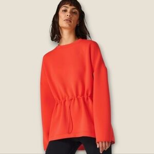 SWEATY BETTY London Grace Crewneck Scuba Toggle Drawstring Sweatshirt Red Medium